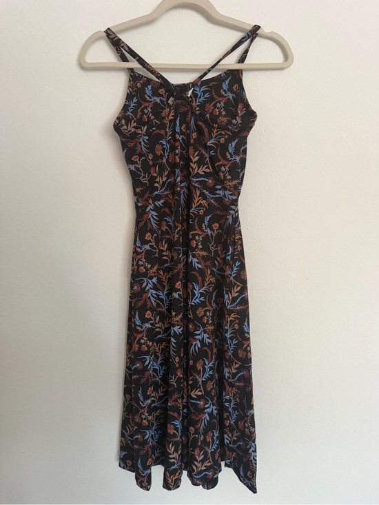 Pact Dresses & Skirts - Pact Black Midi Slip Dress with Blue and Brown Floral Print
